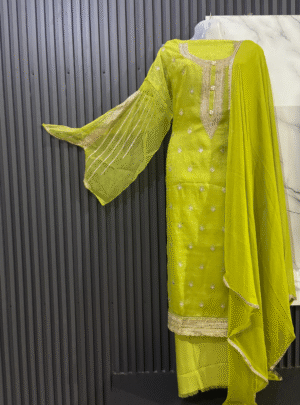 Zevar-E-Hara Crunchy Suit Set with Sleeve Work